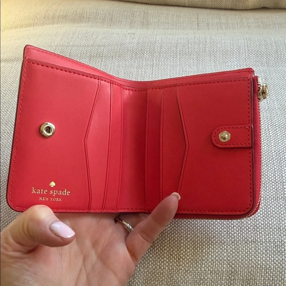 Kate Spade Sm Zip Bifold Wallet, Staci, Digital Red (648), Style WLR00143, NWT